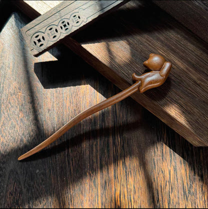 Golden Phoebe Wood Hair Stick | Natural Wooden Hairpin for Buns, Updos & DIY Projects #金丝檀木木簪合集