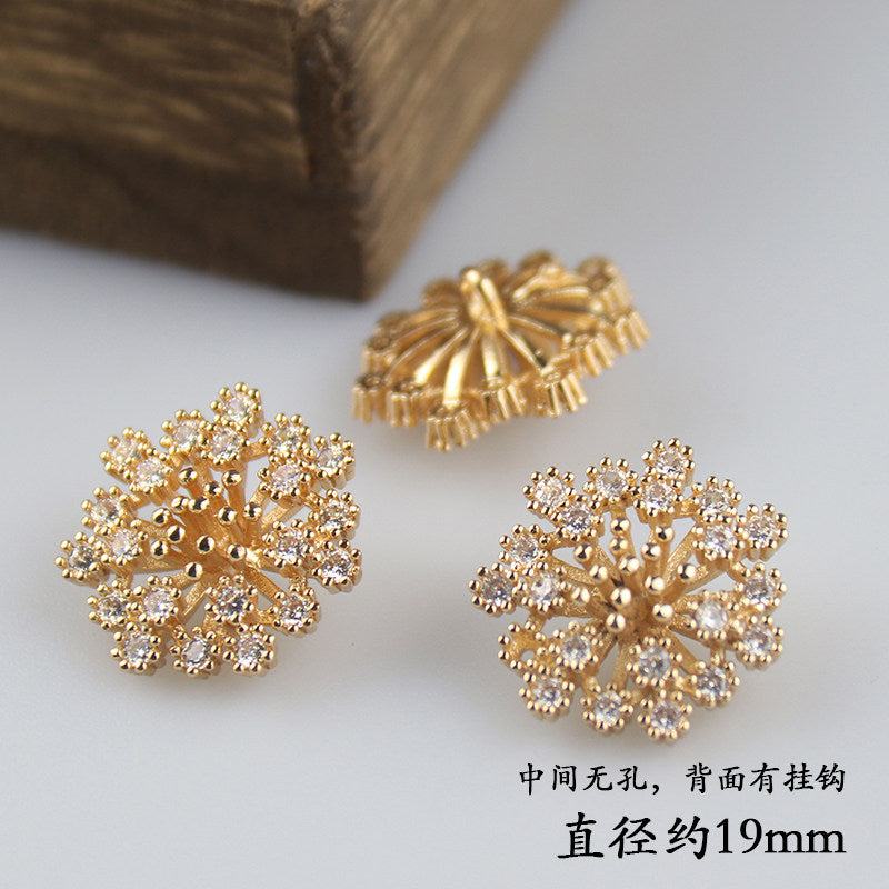 Copper Flower Bead Caps with Rhinestones - Flower Stamen Holders(K series)