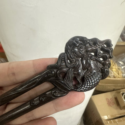 Natural Wooden Hair Stick Set - 17cm U Shape Mermaid Hairpin (美人鱼)