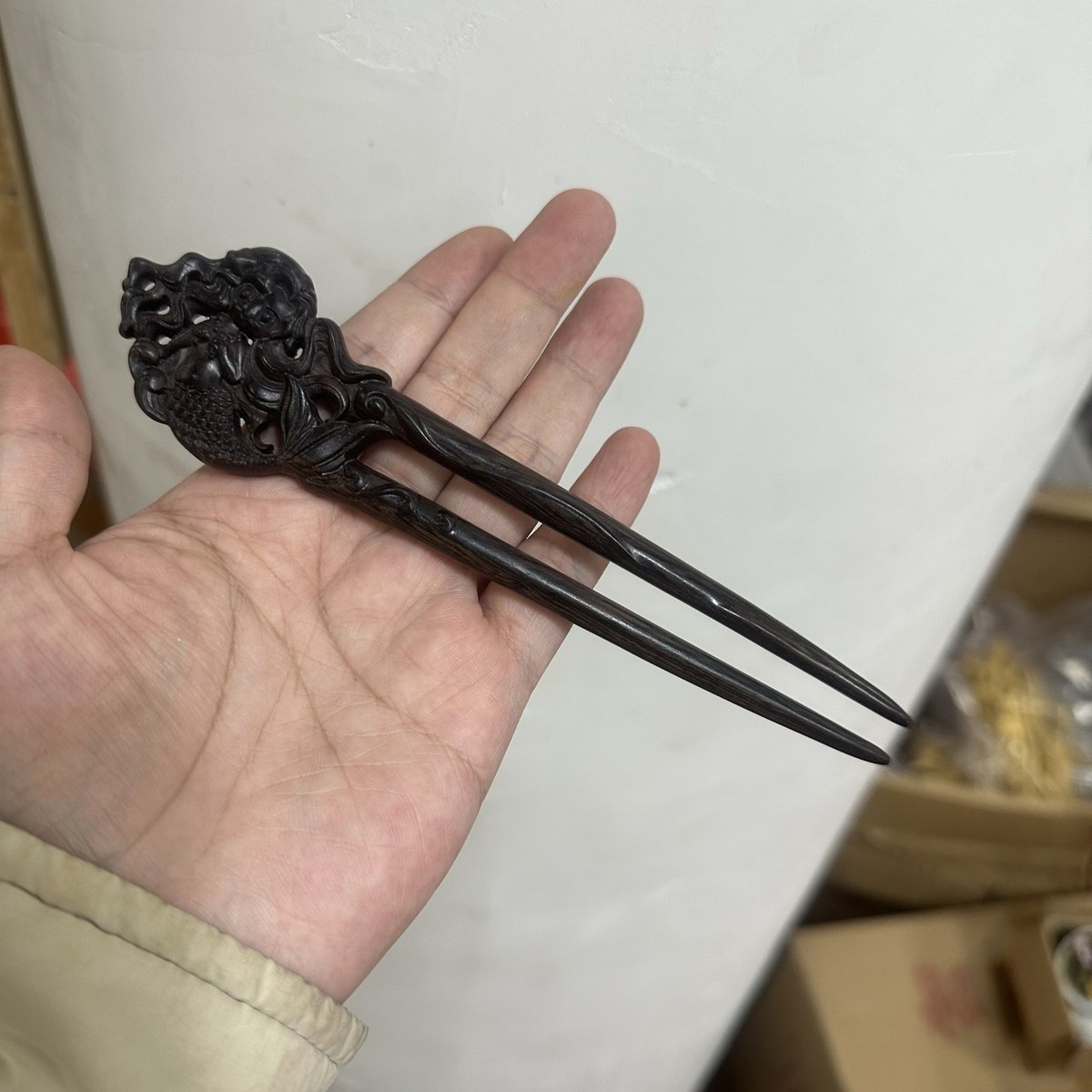 Natural Wooden Hair Stick Set - 17cm U Shape Mermaid Hairpin (美人鱼)