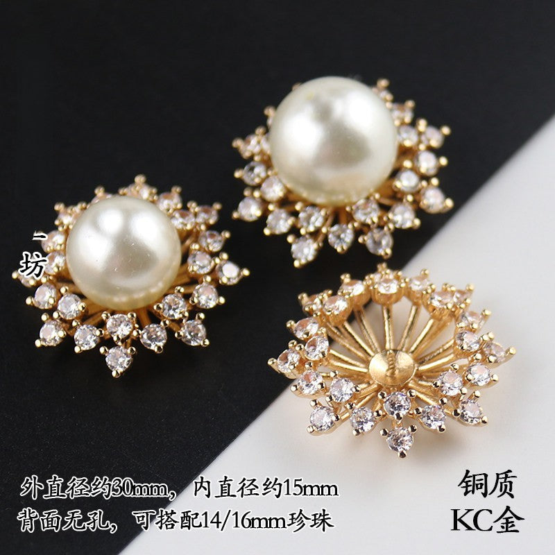 Copper Flower Bead Caps with Rhinestones - Flower Stamen Holders(K series)