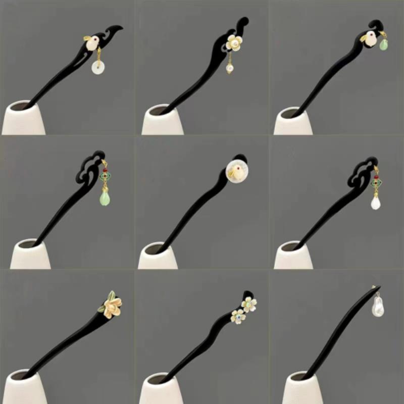 Painted Wooden Hair Stick