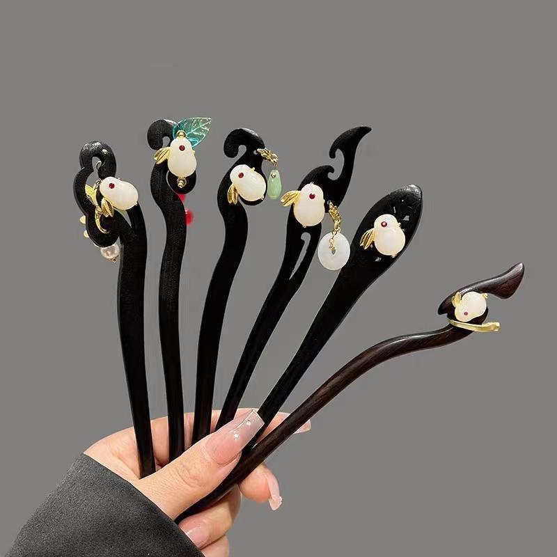 Painted Wooden Hair Stick