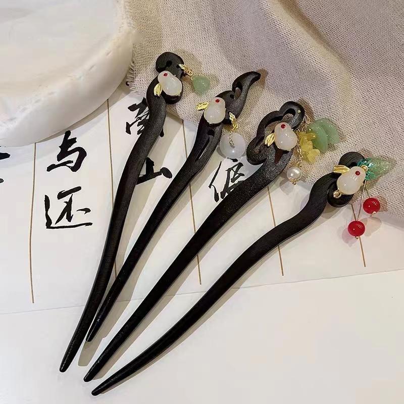 Painted Wooden Hair Stick