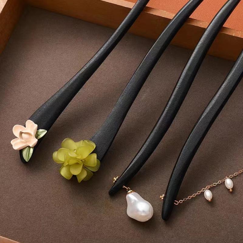 Painted Wooden Hair Stick