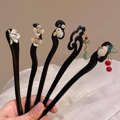 Painted Wooden Hair Stick