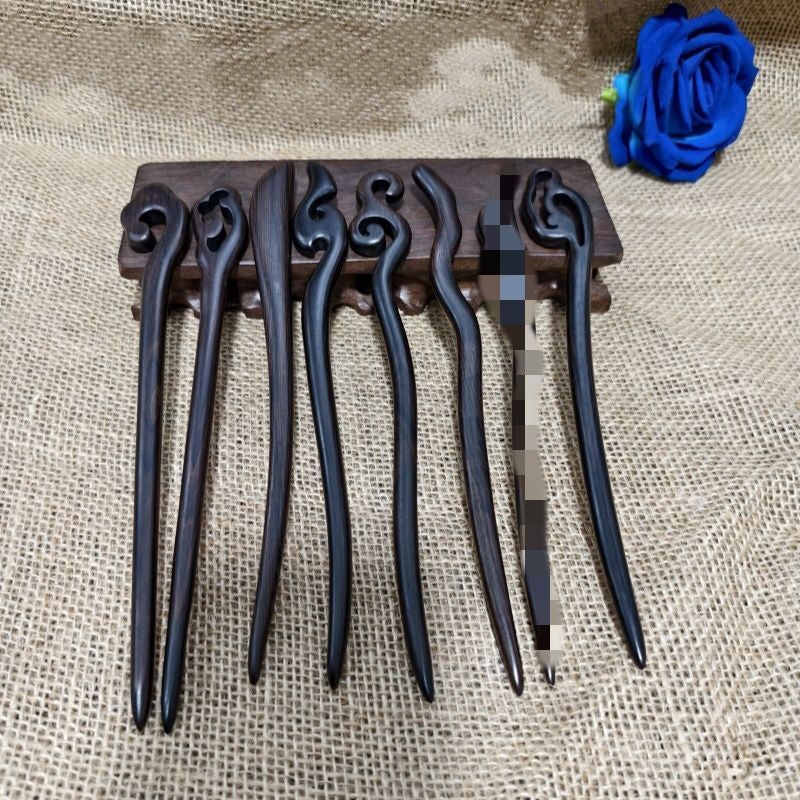 Handmade Ebony Wood Hair Stick for Women – Natural Black Hairpin