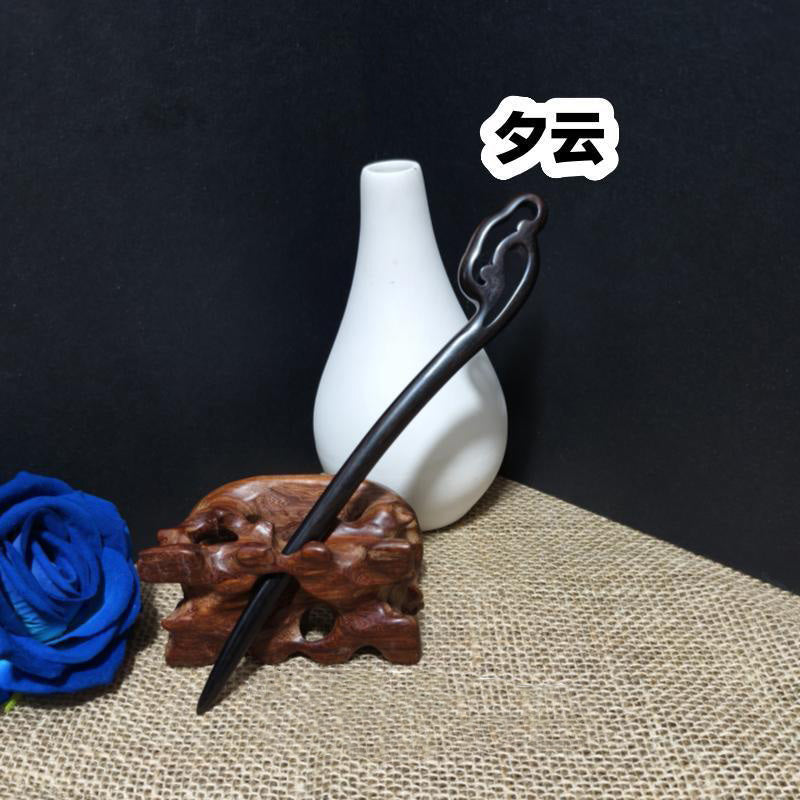 Ebony Wood Hair Stick – 21cm Natural Black Hairpin for Women