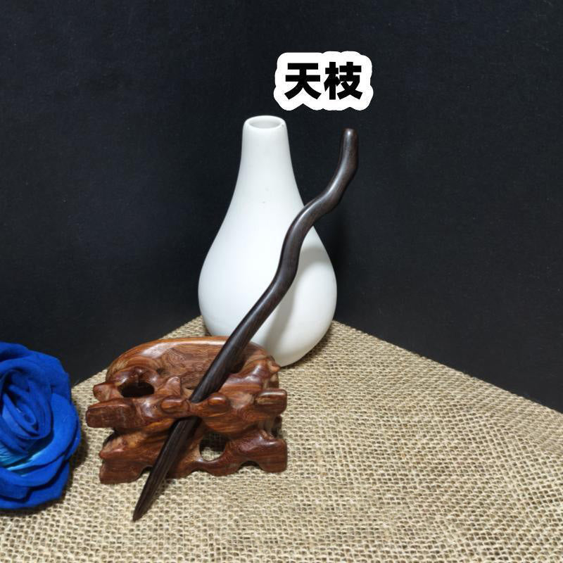 Ebony Wood Hair Stick – 21cm Natural Black Hairpin for Women