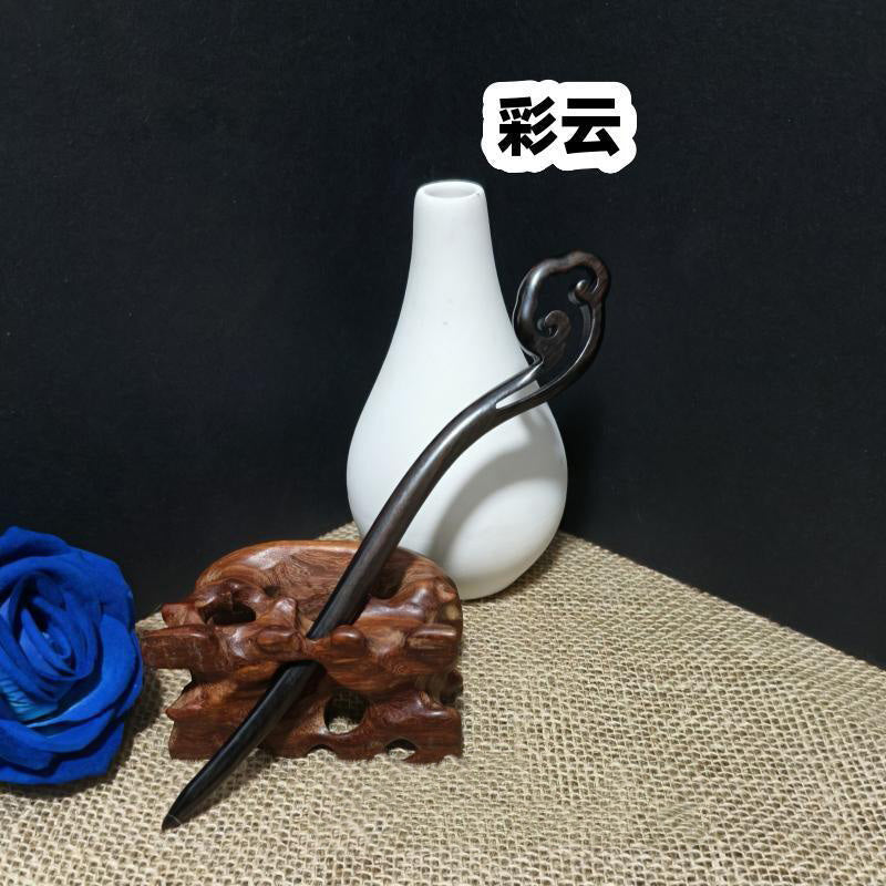 Ebony Wood Hair Stick – 21cm Natural Black Hairpin for Women
