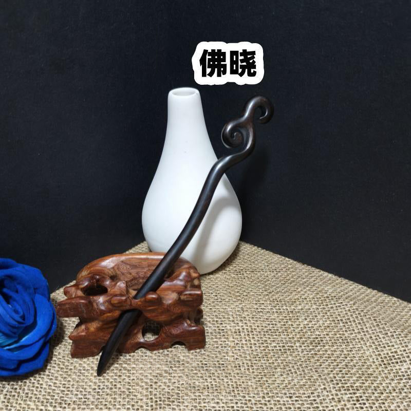Ebony Wood Hair Stick – 21cm Natural Black Hairpin for Women