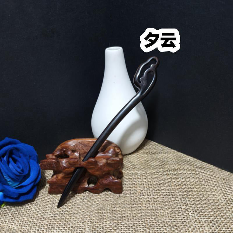 Ebony Wood Hair Stick – 21cm Natural Black Hairpin for Women