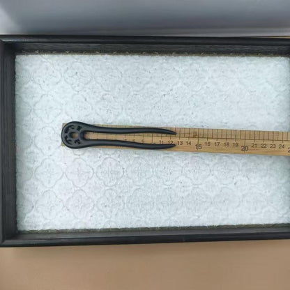 U-Shaped Ebony Wood Hair Stick – 15cm Natural Black Wooden Hair Pin for Buns & Updos