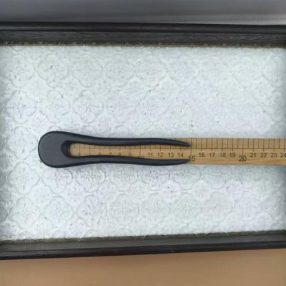 U-Shaped Ebony Wood Hair Stick – 15cm Natural Black Wooden Hair Pin for Buns & Updos