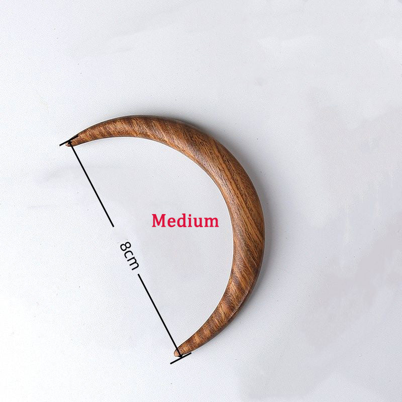 Bastoncino per capelli in ebano e sandalo verde – Fermaglio per capelli in legno a mezza luna da 12 cm per donna | Finitura naturale e profumata