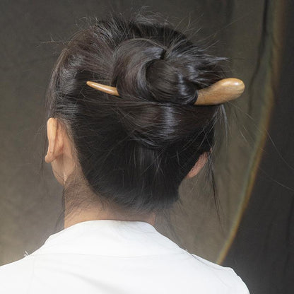 Ebony & Green Sandalwood Hair Stick – 15cm Taiji Wooden Hair Pin for Women | Natural Fragrant Finish
