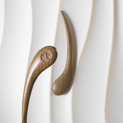Ebony & Green Sandalwood Hair Stick – 15cm Taiji Wooden Hair Pin for Women | Natural Fragrant Finish