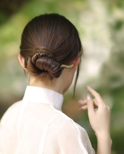 Bastoncino per capelli in sandalo verde – Forcina in legno da 15 cm per donna | Finitura naturale e profumata
