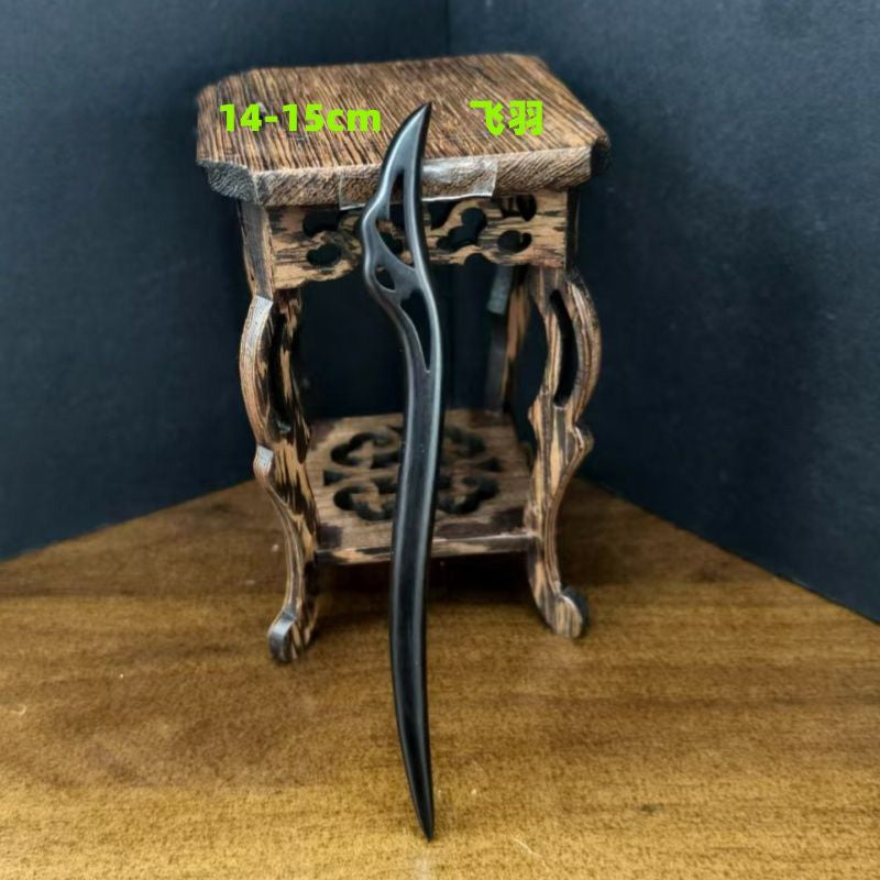 Ebony Wood Hair Stick – 15cm Natural Black Hairpin for Women