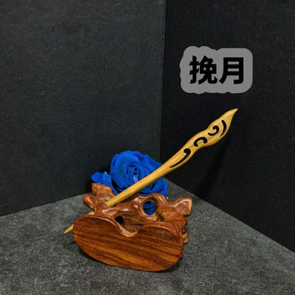 Handmade Green Sandalwood Hair Stick – 18cm Wooden Hair Pin for Women | Natural Fragrant Finish