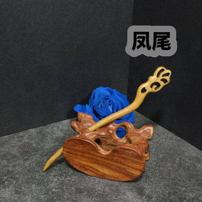Handmade Green Sandalwood Hair Stick – 18cm Wooden Hair Pin for Women | Natural Fragrant Finish