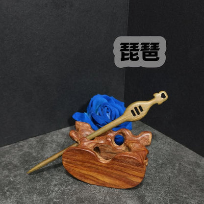 Handmade Green Sandalwood Hair Stick – 18cm Wooden Hair Pin for Women | Natural Fragrant Finish