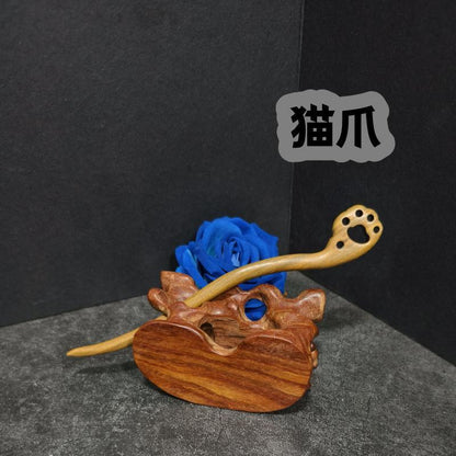 Handmade Green Sandalwood Hair Stick – 18cm Wooden Hair Pin for Women | Natural Fragrant Finish