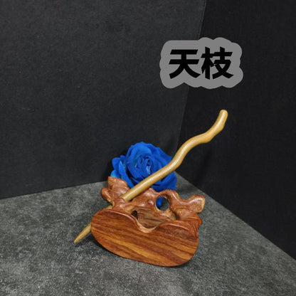 Handmade Green Sandalwood Hair Stick – 18cm Wooden Hair Pin for Women | Natural Fragrant Finish