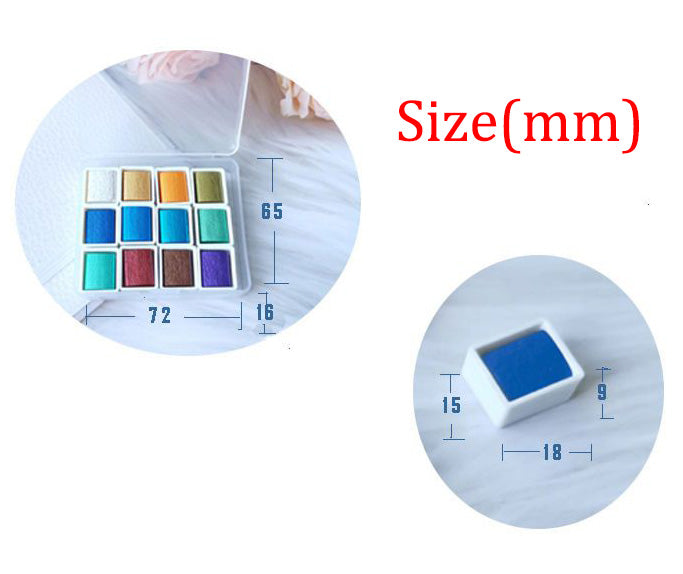 Metallic Pearlescent Solid Watercolor Paint Set for Ronghua Chanhua, Art & Crafts(Combo Pack Set of 12)