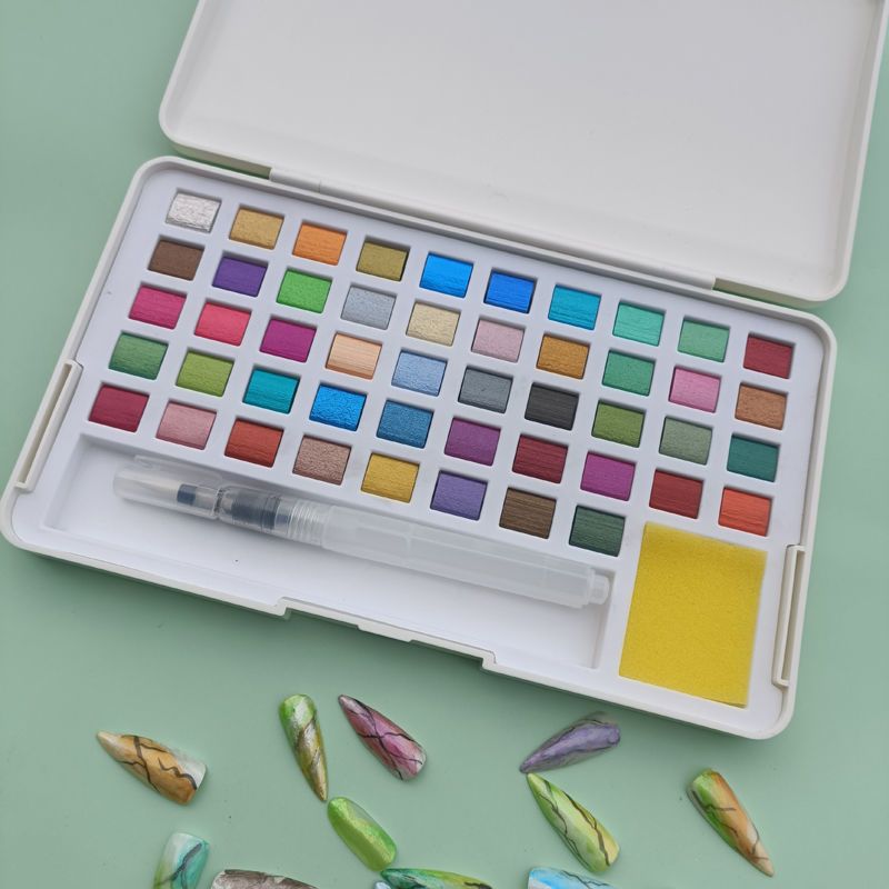 Metallic Pearlescent Solid Watercolor Paint Set for Ronghua Chanhua, Art & Crafts(Combo Pack Set of 48)