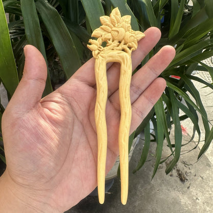 Set di forcine in legno naturale - Forcina a U Melograno da 17 cm (石榴花U簪)