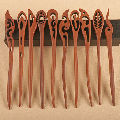 PF076 - 17cm Red Sandalwood Hair Sticks - Wholesale
