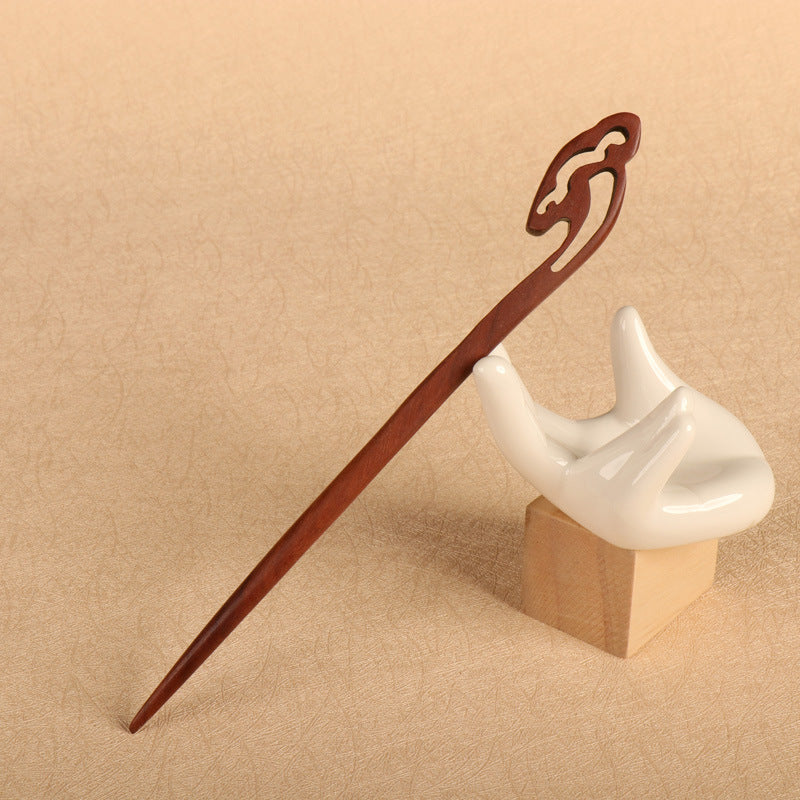 PF077 - 17cm Red Sandalwood Hair Sticks - Wholesale