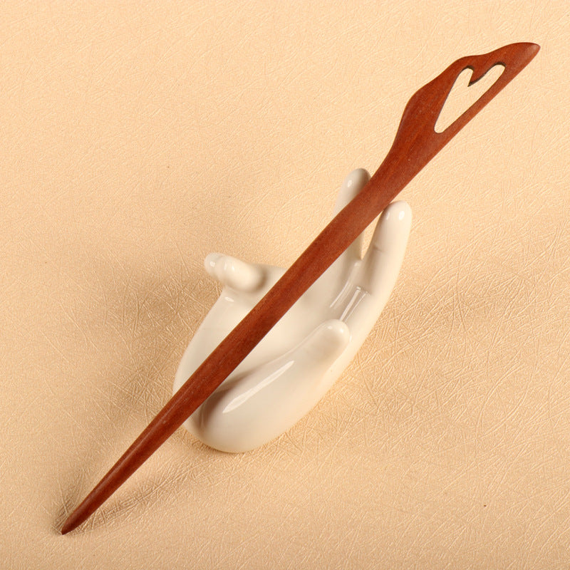 PF077 - 17cm Red Sandalwood Hair Sticks - Wholesale