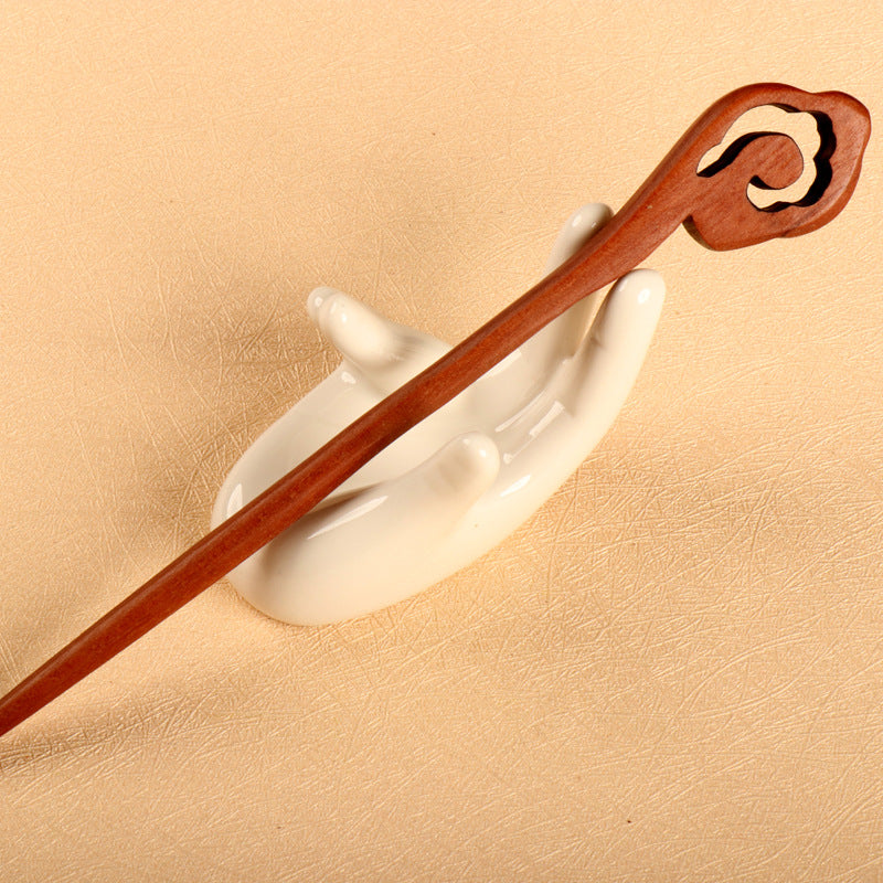 PF077 - 17cm Red Sandalwood Hair Sticks - Wholesale