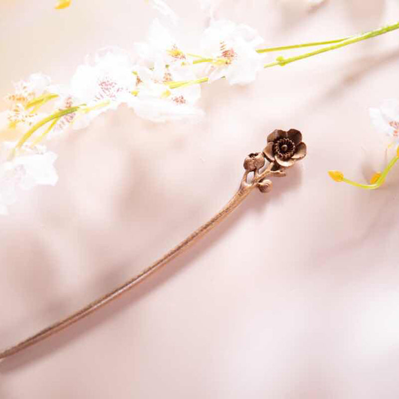 PF157 - Golden Phoebe Plum Blossom Hair Sticks - Wholesale