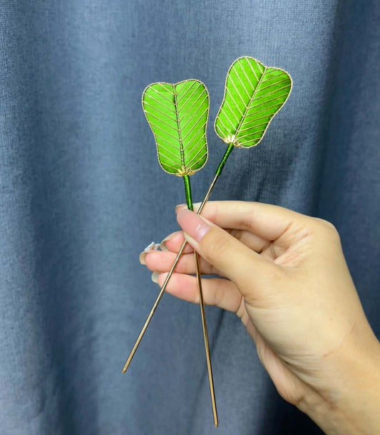 Fermaglio per capelli su misura a ventaglio - Fermaglio per capelli in seta verde (Chanhua)