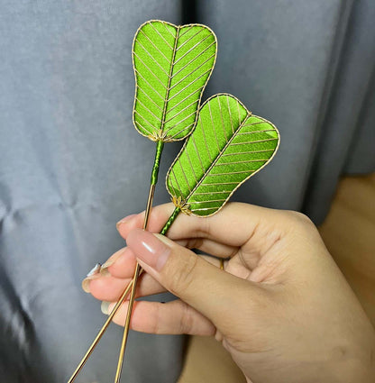 Fermaglio per capelli su misura a ventaglio - Fermaglio per capelli in seta verde (Chanhua)