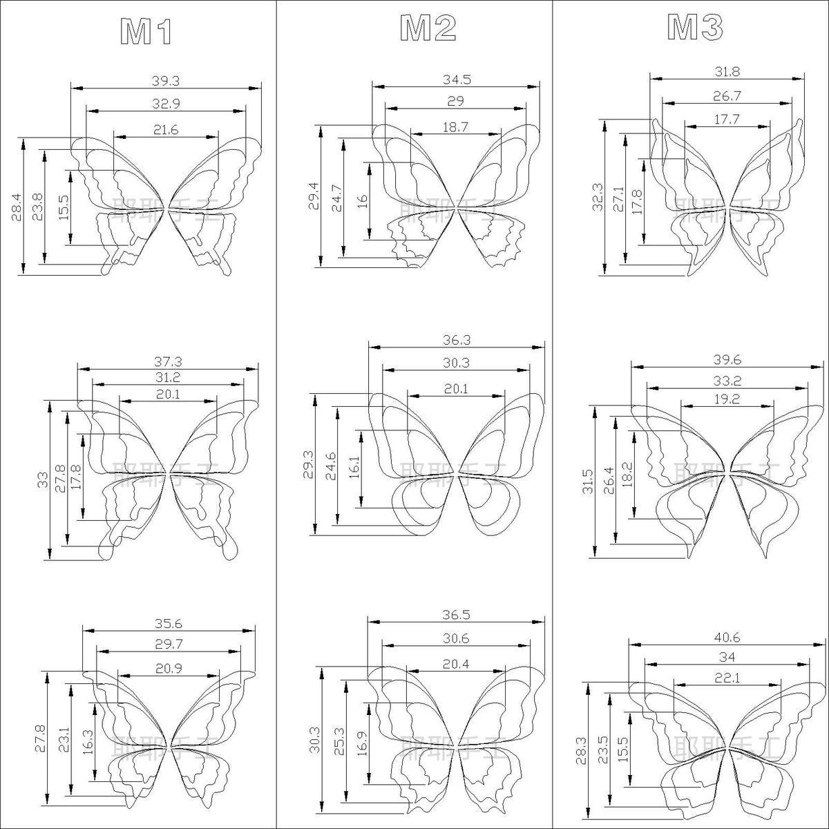 Butterfly & Petal Wire Form Templates - Multi Size Molds for Ronghua