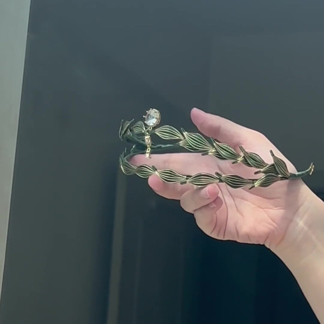 Tiara Athéna Chanhua faite à la main - Bijou de tête artisanal feuilles de laurier