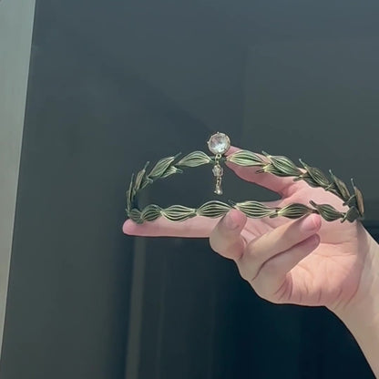 Tiara Athéna Chanhua faite à la main - Bijou de tête artisanal feuilles de laurier