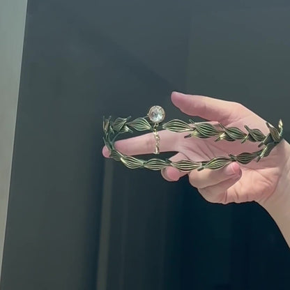 Tiara Athéna Chanhua faite à la main - Bijou de tête artisanal feuilles de laurier