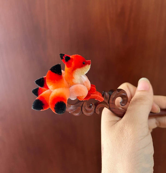 Fox Bespoke Hairpin-Fermaglio per Capelli di Seta Rosso (Ronghua)