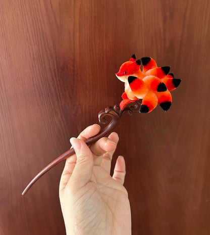 Fox Bespoke Hairpin-Fermaglio per Capelli di Seta Rosso (Ronghua)