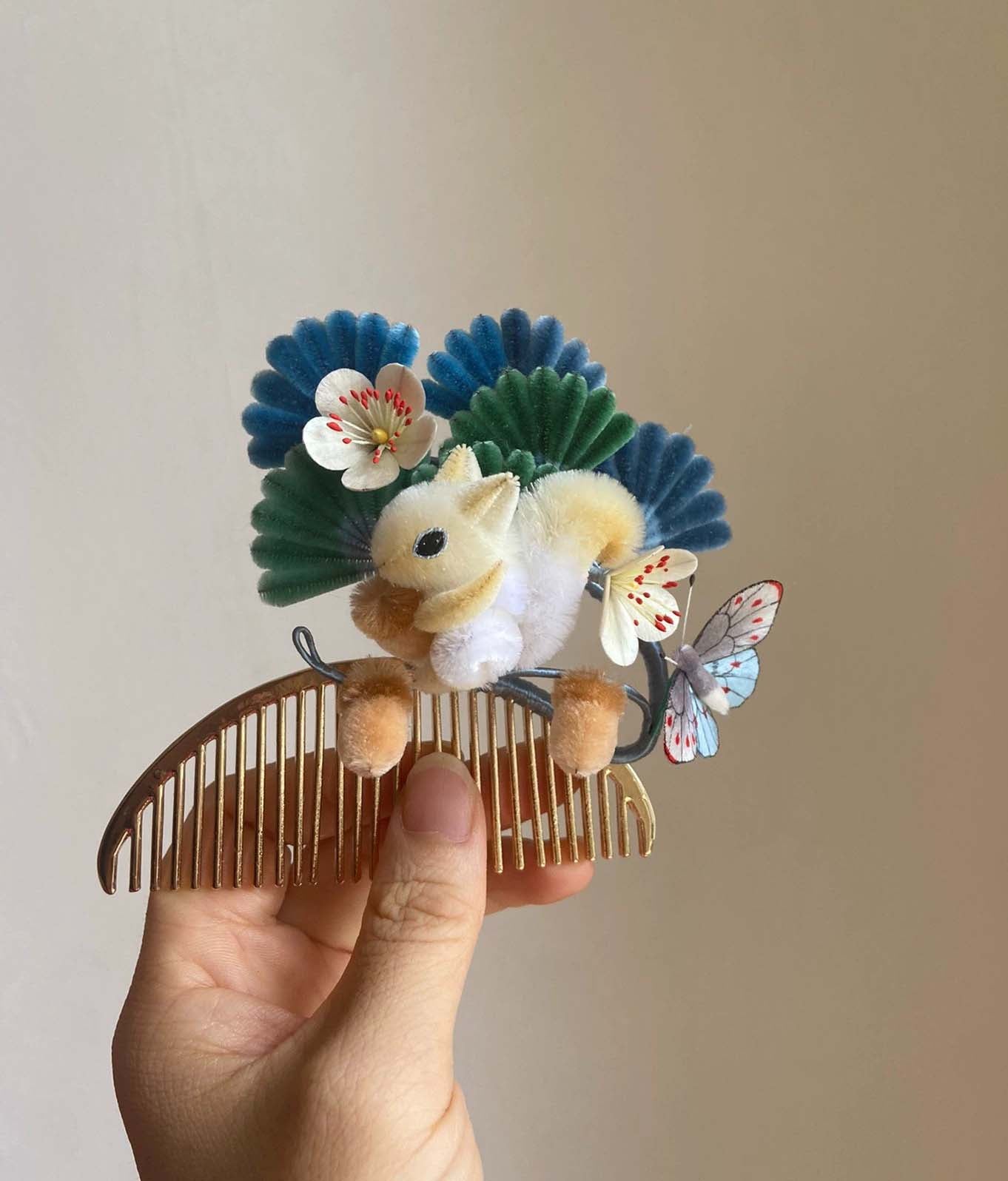 Fermaglio per capelli su misura Scoiattolo - Fermaglio per capelli in seta (Ronghua)