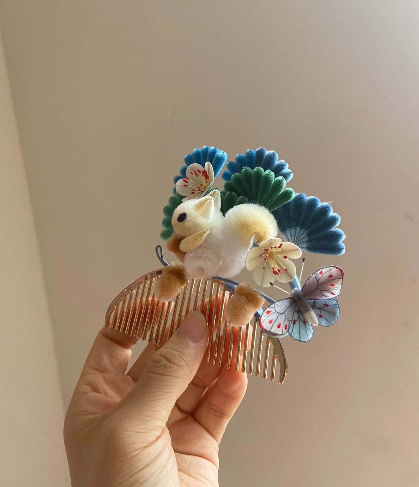 Fermaglio per capelli su misura Scoiattolo - Fermaglio per capelli in seta (Ronghua)