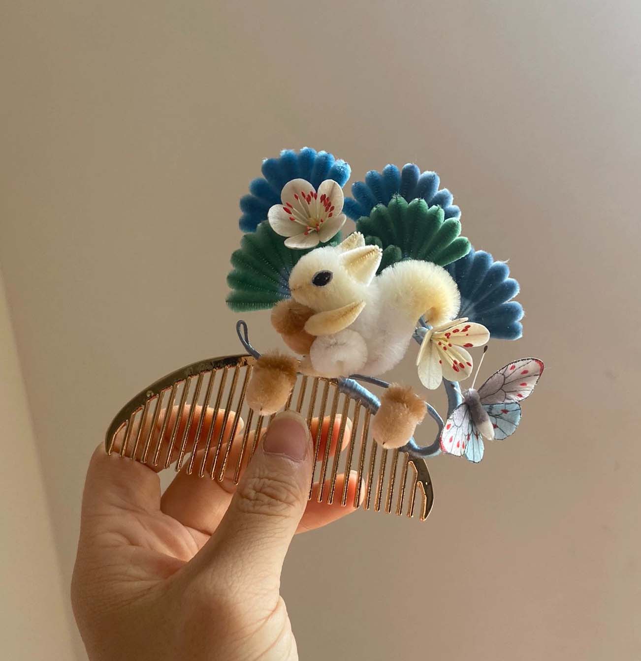 Fermaglio per capelli su misura Scoiattolo - Fermaglio per capelli in seta (Ronghua)