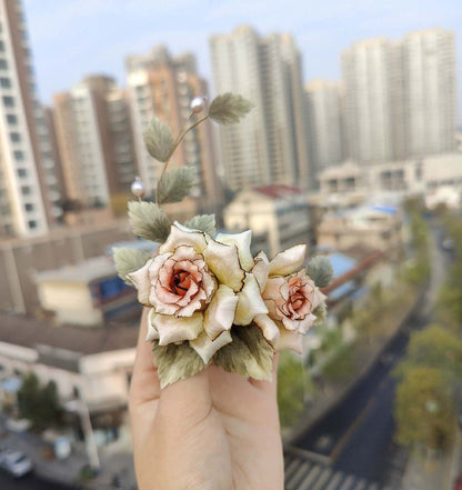 Fermaglio per capelli su misura Rose-Fermaglio per capelli in seta (Ronghua)