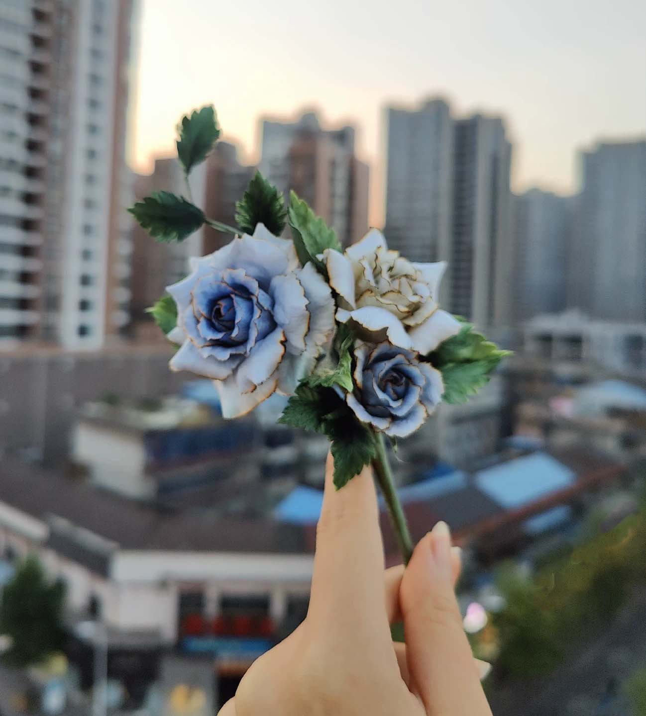Fermaglio su misura Rose-Fermaglio in seta (Ronghua)