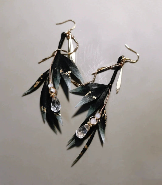 Orecchini Su Misura Black Leaves - Orecchini di Seta (Ronghua)